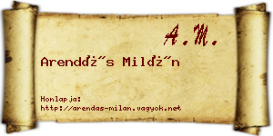 Arendás Milán névjegykártya